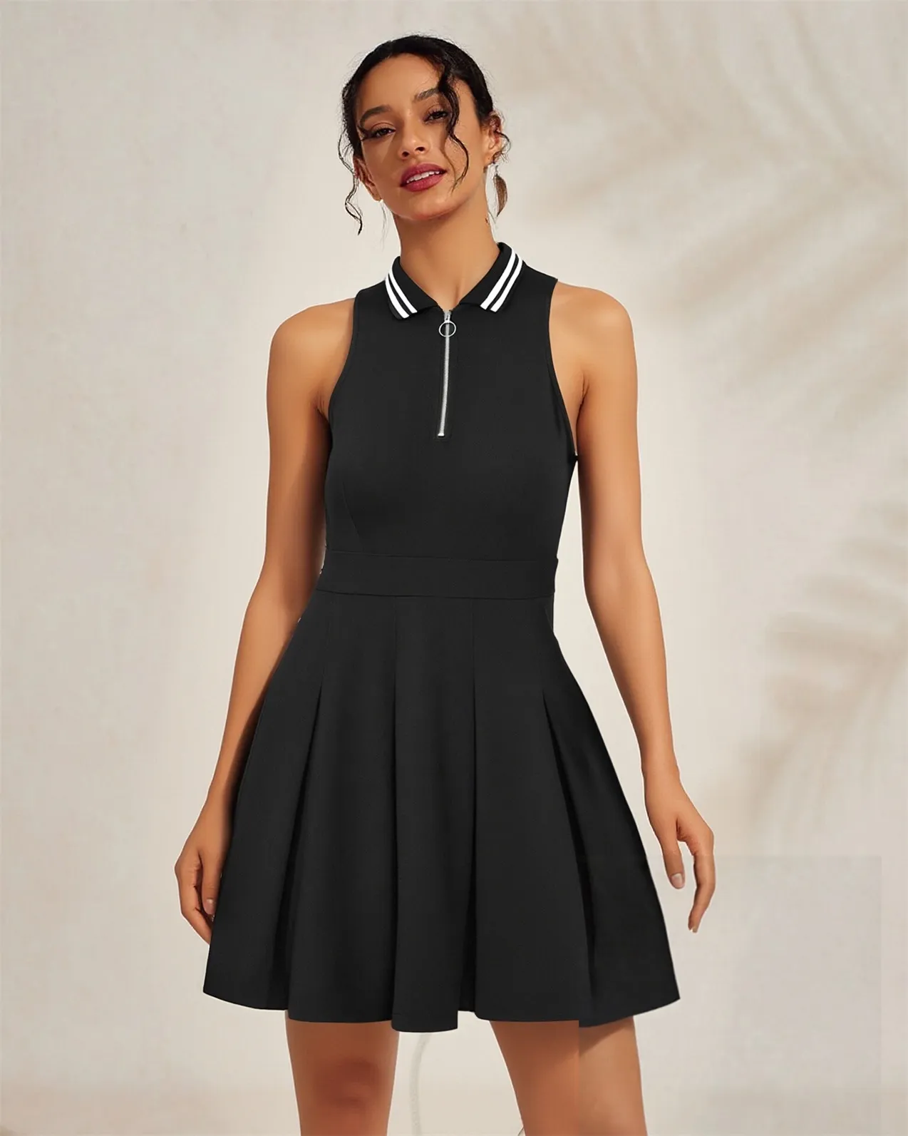 Women's Dress Summer Lapel Polo Sleeveless Short Skirt Golf Tennis Skirt