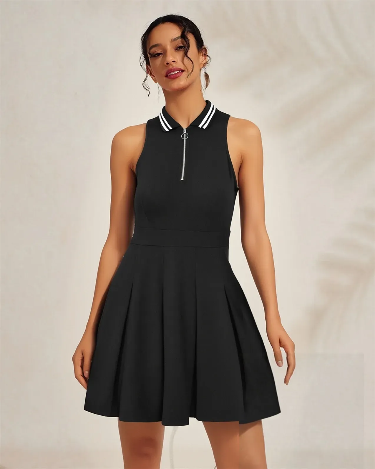 Women's Dress Summer Lapel Polo Sleeveless Short Skirt Golf Tennis Skirt