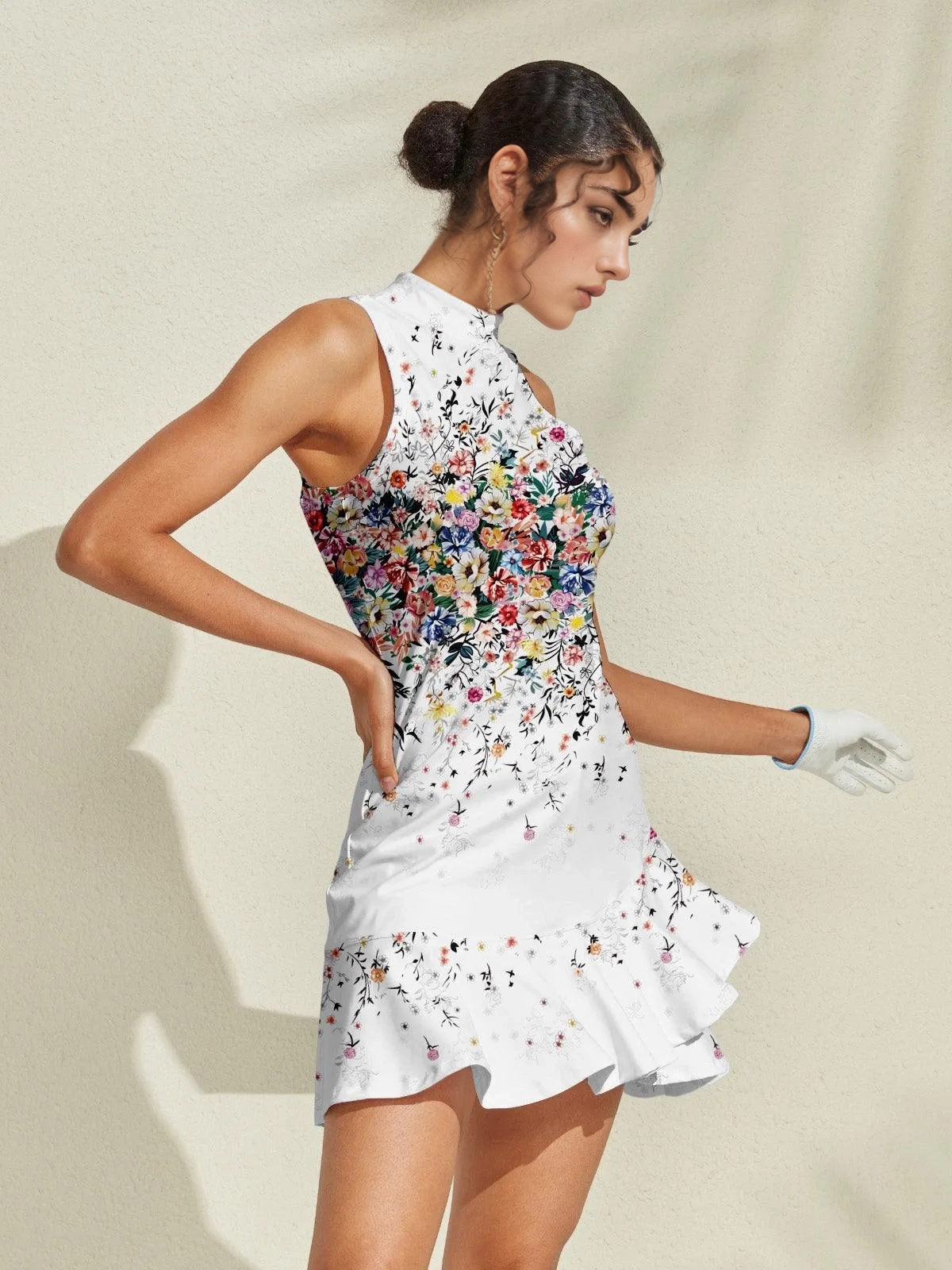 Fungolfs Botanical Energy Ruffle Dress For Golf Pickleball & Tennis