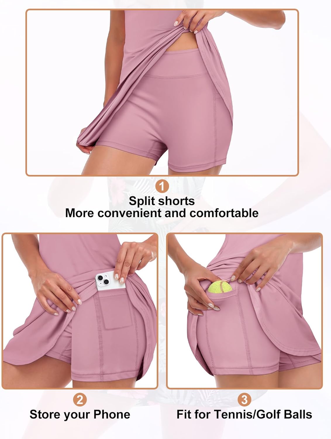 Tennis Dress for Women Sleeveless Golf Dresses with Shorts and Pockets Ruffle Zip Up Stand Collar Golf Outfits