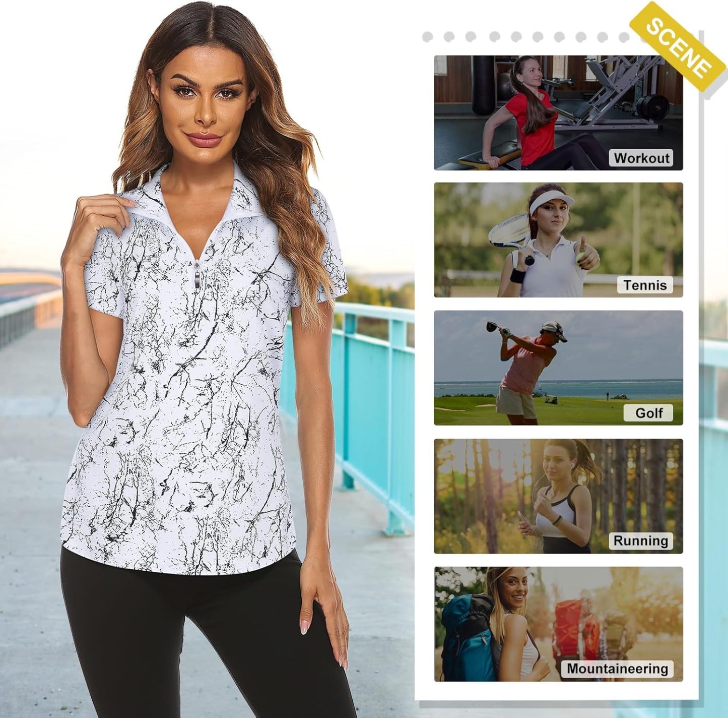 Women's Long Sleeve Golf Tennis Polo Shirts UPF50+ Half Zip Dry Fit Workout Tops Athletic Shirt