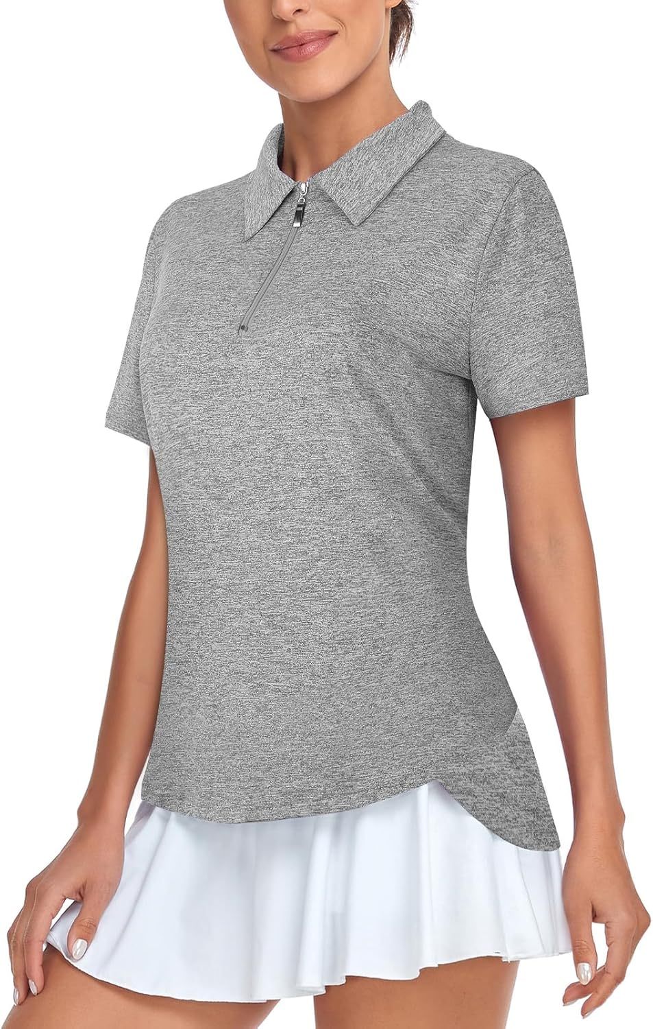 Women's Golf Polo Shirts Short Sleeve Quarter Zip Pullover Moisture Wicking Workout Tops