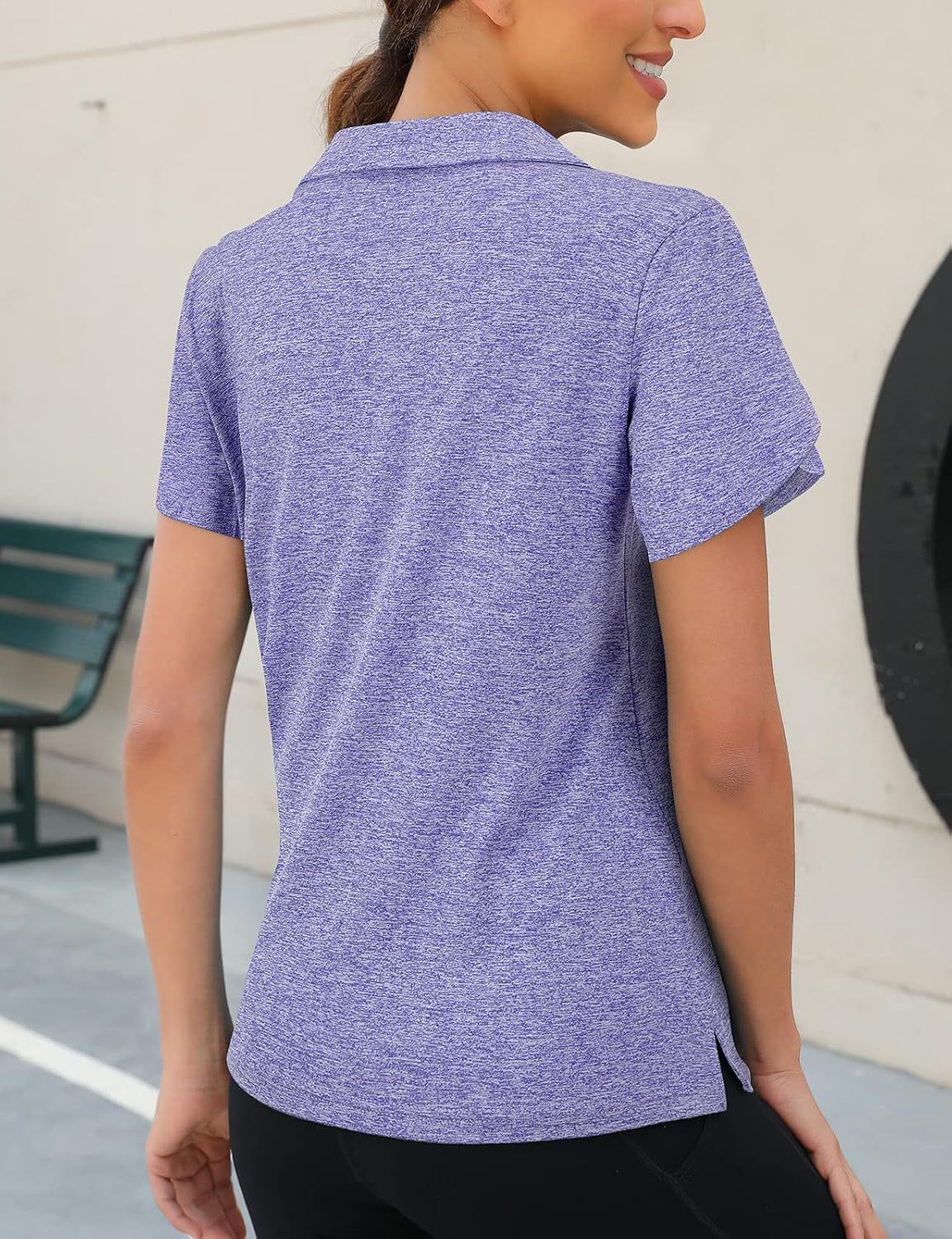 Womens Golf Polo Shirts 1/4 Zip Up Overlap Short Sleeve Quick Dry Workout Tops