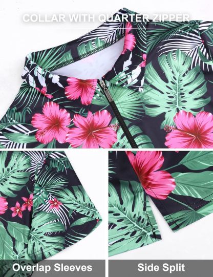 Womens Golf Polo Shirts 1/4 Zip Up Overlap Short Sleeve Quick Dry Workout Tops