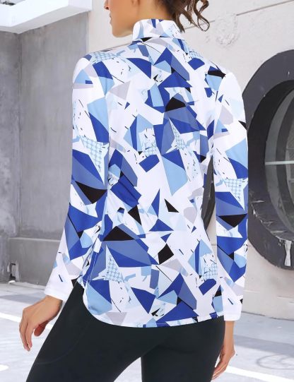 Women's Long Sleeve Golf Tennis Polo Shirts UPF50+ Half Zip Dry Fit Workout Tops Athletic Shirt