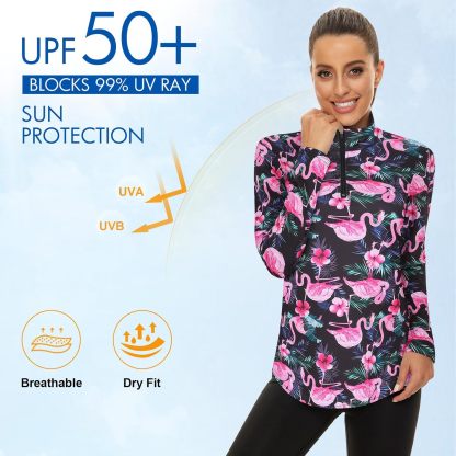 Women's Long Sleeve Golf Tennis Polo Shirts UPF50+ Half Zip Dry Fit Workout Tops Athletic Shirt