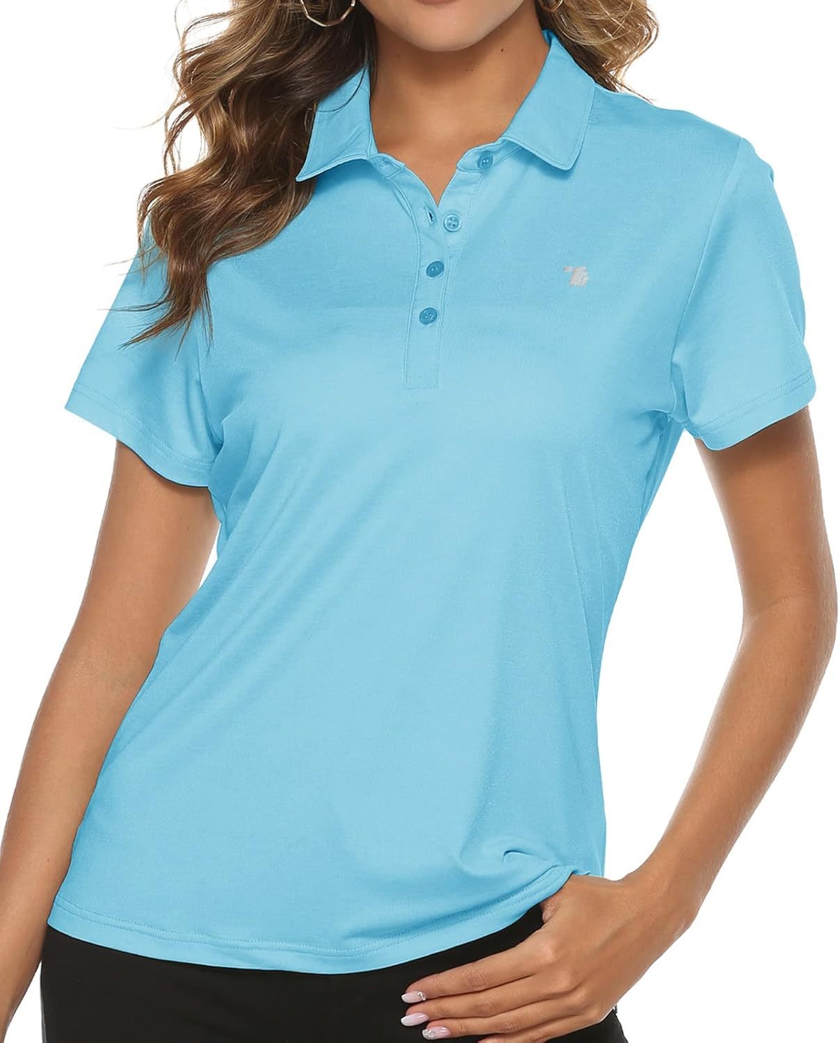 Women's Golf Polo Short Sleeve Shirts Lightweight Moisture Wicking Collared T Shirt Quick Dry 4-Button
