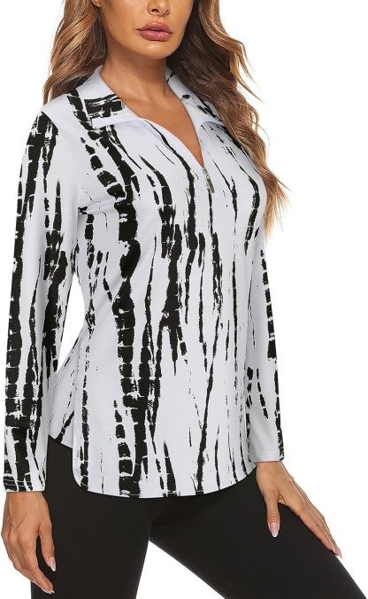 Women's Long Sleeve Golf Tennis Polo Shirts UPF50+ Half Zip Dry Fit Workout Tops Athletic Shirt