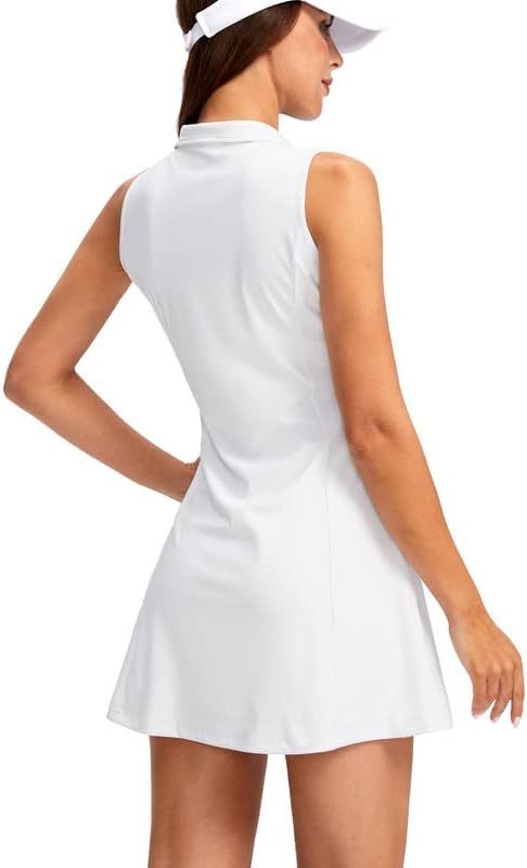 Women's Tennis Golf Dress with Shorts Active Exercise Workout Sports Athletic Dresses for Women with Zipper Pockets