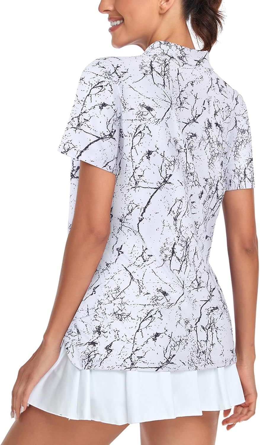 Women's Golf Polo Shirts Short Sleeve Quarter Zip Pullover Moisture Wicking Workout Tops