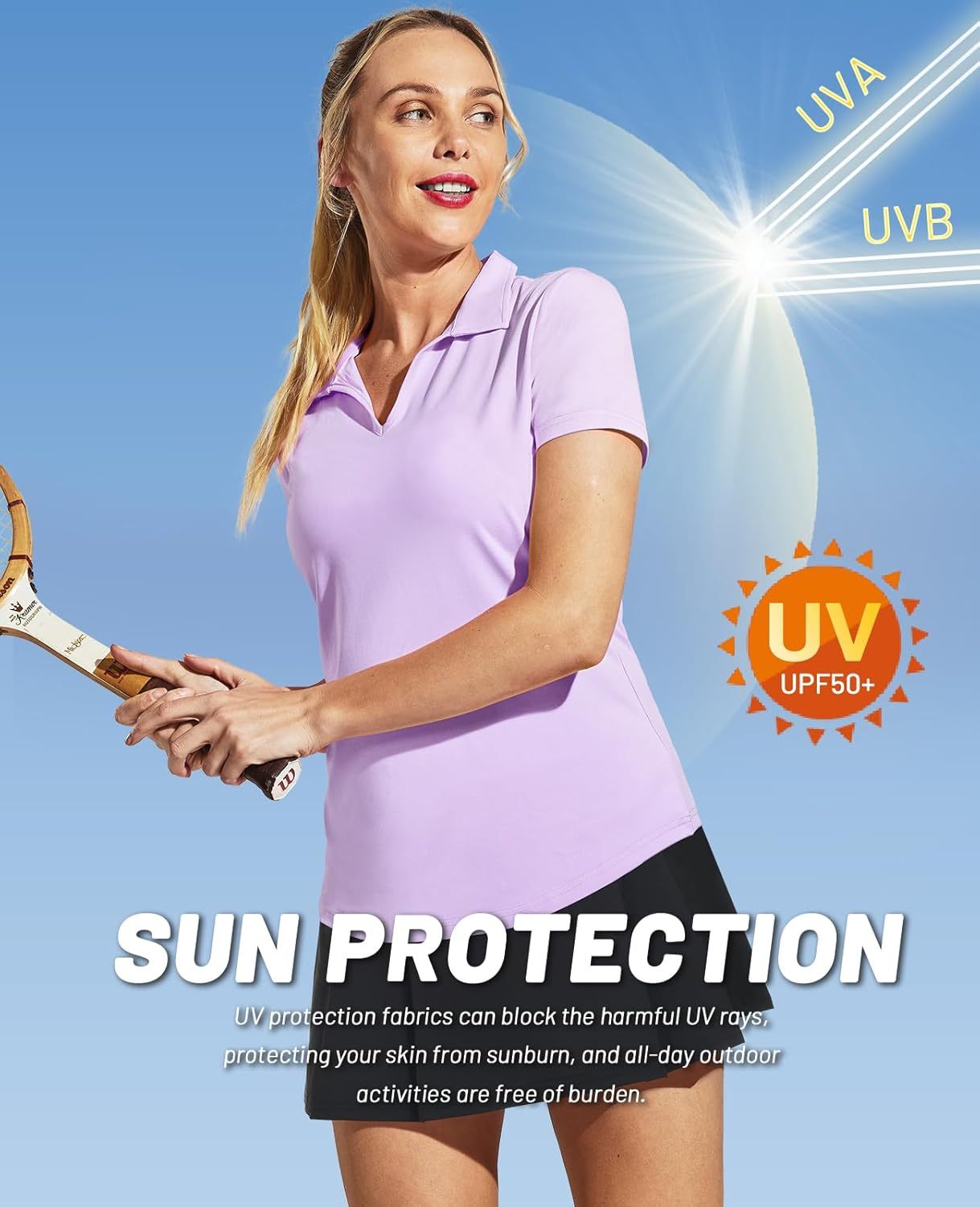 Women's Golf Polo Shirts Collared V Neck Short Sleeve Tennis Shirt, Dry Fit, Moisture Wicking