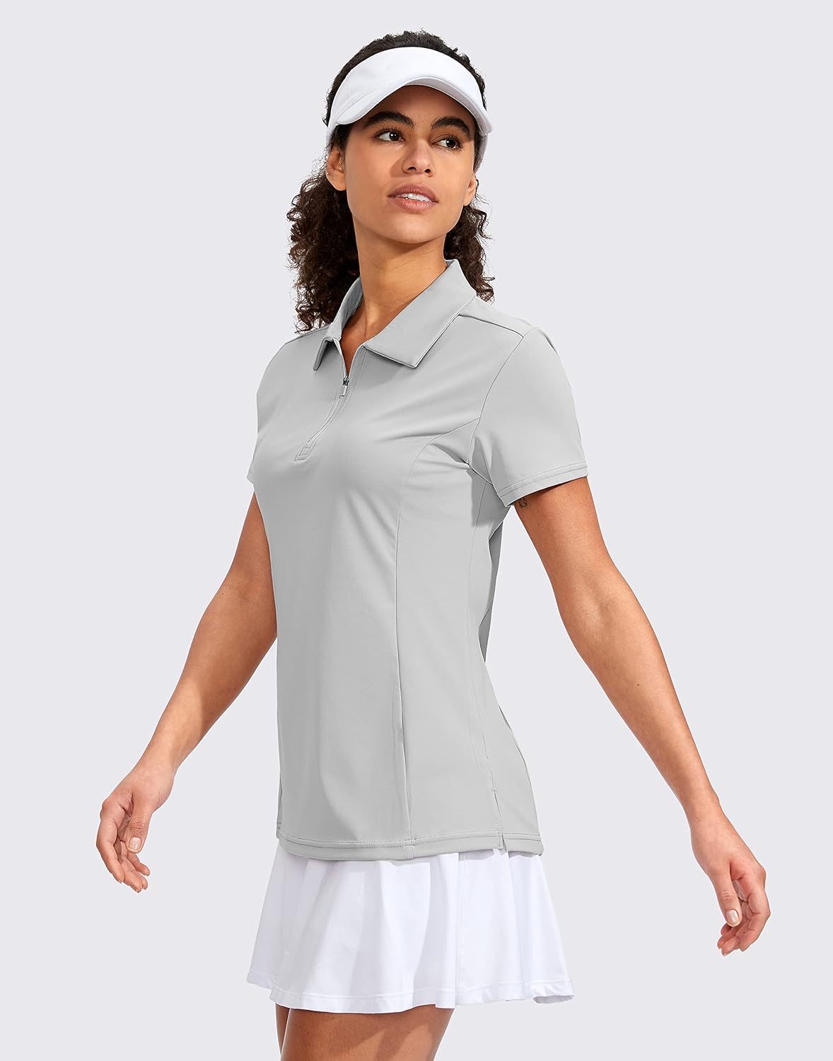 Women's Golf Shirt Short Sleeve with Zip Up Quick Dry Stretch Tennis Collared Polo Shirts for Women Golf Clothes