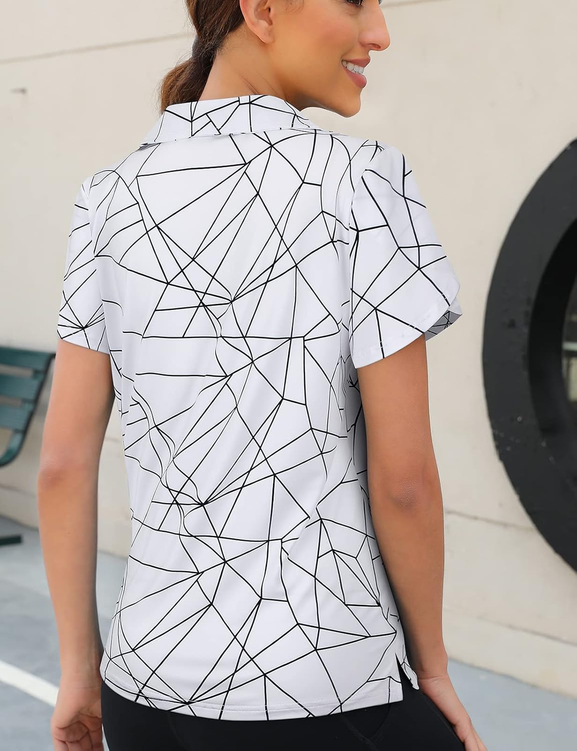 Womens Golf Polo Shirts 1/4 Zip Up Overlap Short Sleeve Quick Dry Workout Tops