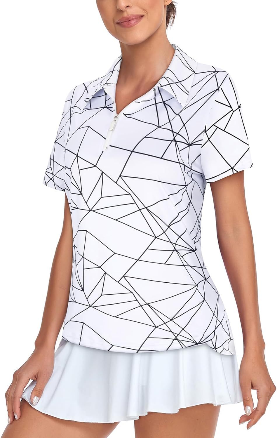 Women's Golf Polo Shirts Short Sleeve Quarter Zip Pullover Moisture Wicking Workout Tops