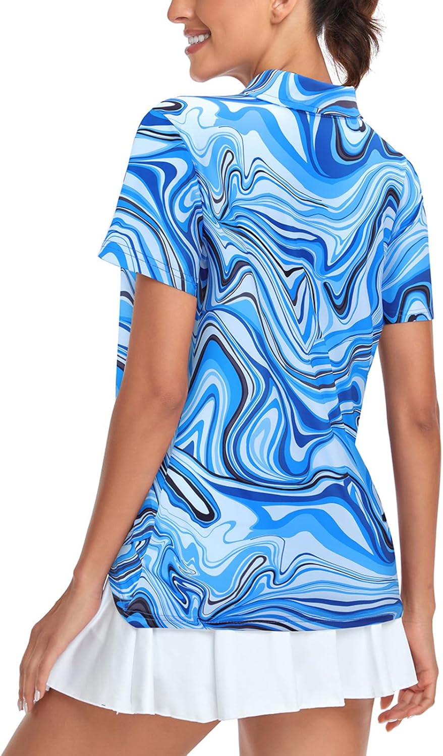 Women's Golf Polo Shirts Short Sleeve Quarter Zip Pullover Moisture Wicking Workout Tops