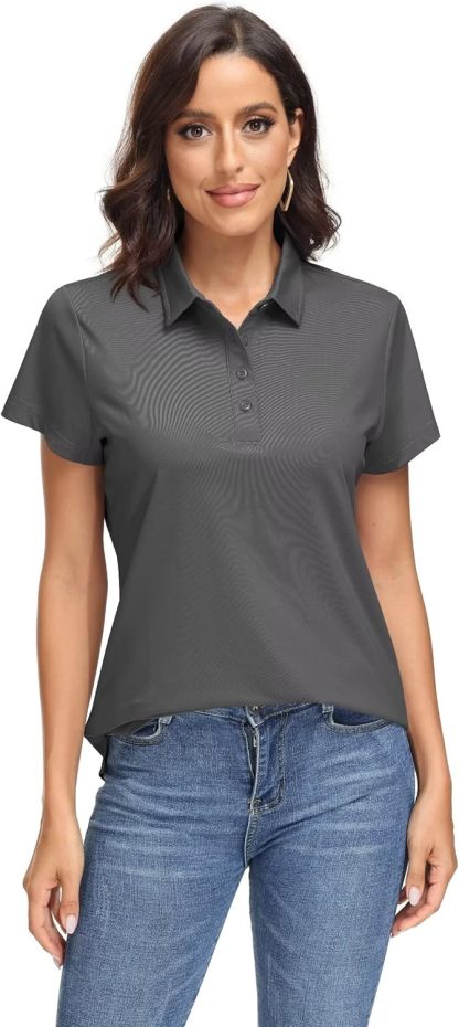 Women's Polo Shirts UPF 50+ Sun Protection 4 Buttons Casual Work Quick Dry Short Sleeve Collared Golf Shirt