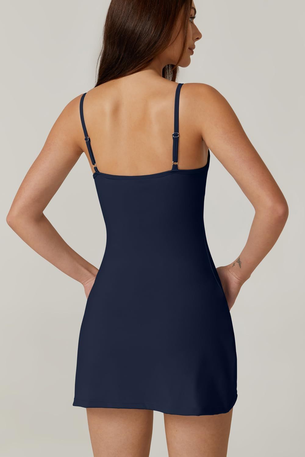 Womens Spaghetti Strap Tennis Dress with Shorts Workout Side Slit Active Golf Dresses