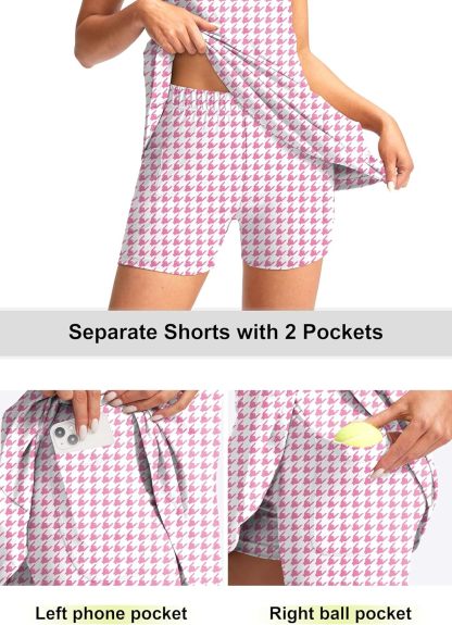 Women's Tennis Golf Dress with Shorts Active Exercise Workout Sports Athletic Dresses for Women with Zipper Pockets