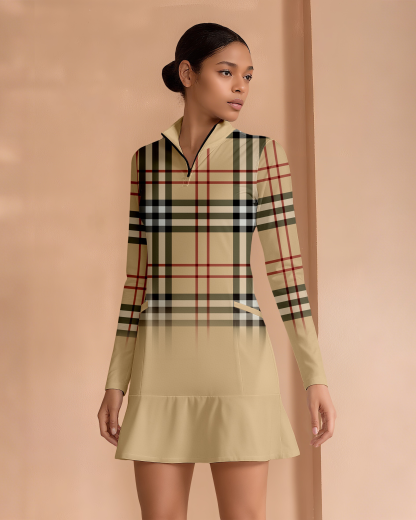 Fashion Plaid Simple Long Sleeve Dress 002