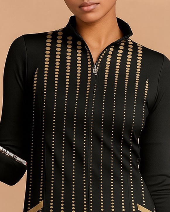 Fungolfs Fashion Gradient Polka Dot Simple Long Sleeve Dress 001 With Pockets