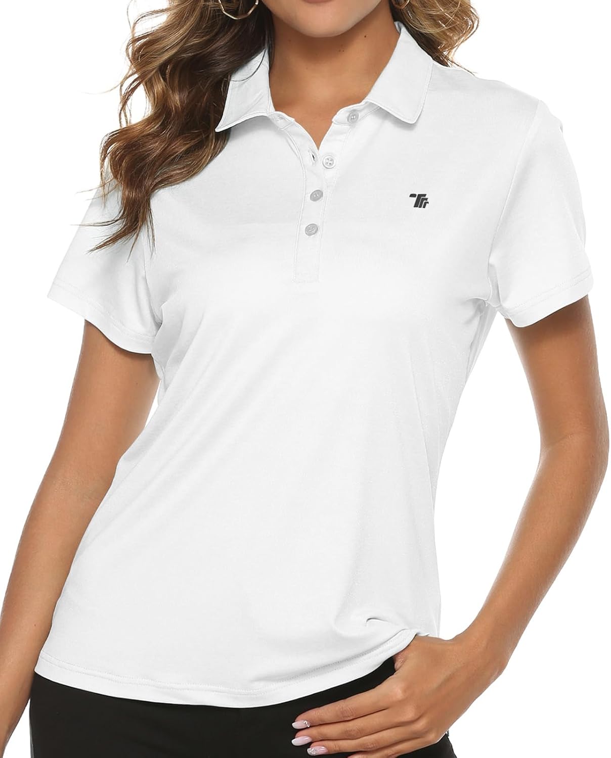Women's Golf Polo Short Sleeve Shirts Lightweight Moisture Wicking Collared T Shirt Quick Dry 4-Button