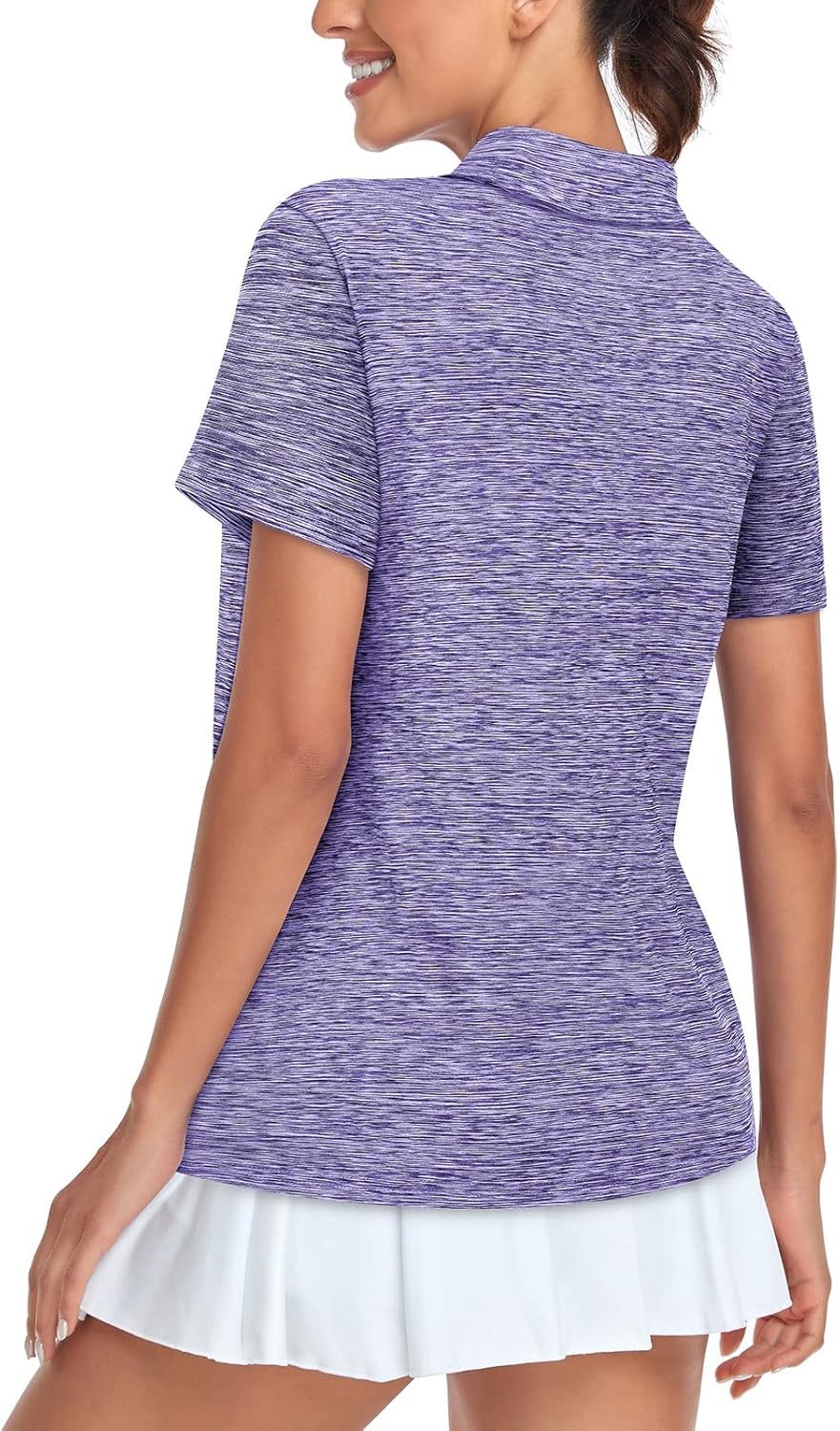 Women's Golf Polo Shirts Short Sleeve Quarter Zip Pullover Moisture Wicking Workout Tops