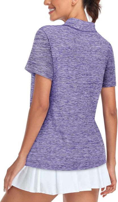 Women's Golf Polo Shirts Short Sleeve Quarter Zip Pullover Moisture Wicking Workout Tops