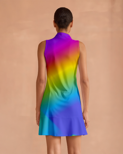 Super Stylish Ruffled Zip-Up Dress Perfect For Golf, Pickleball, And Tennis