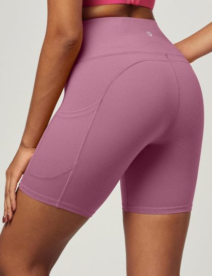 IUGA Biker Shorts Women 6" Tummy Control Workout Shorts Women with Pockets High Waisted Yoga Running Gym Spandex Compression