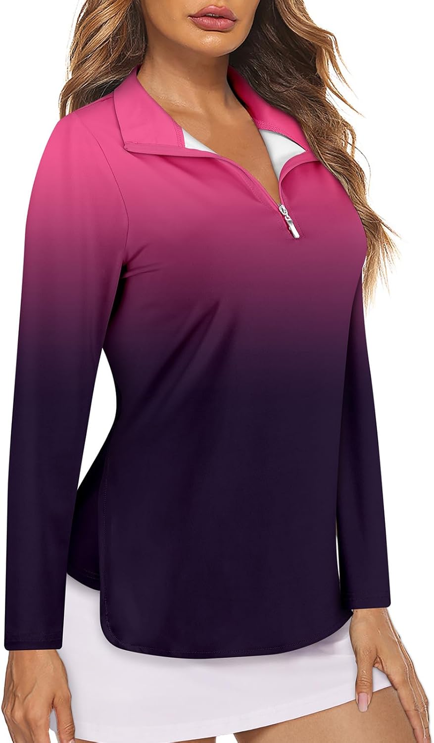 Women's Long Sleeve Golf Tennis Polo Shirts UPF50+ Half Zip Dry Fit Workout Tops Athletic Shirt