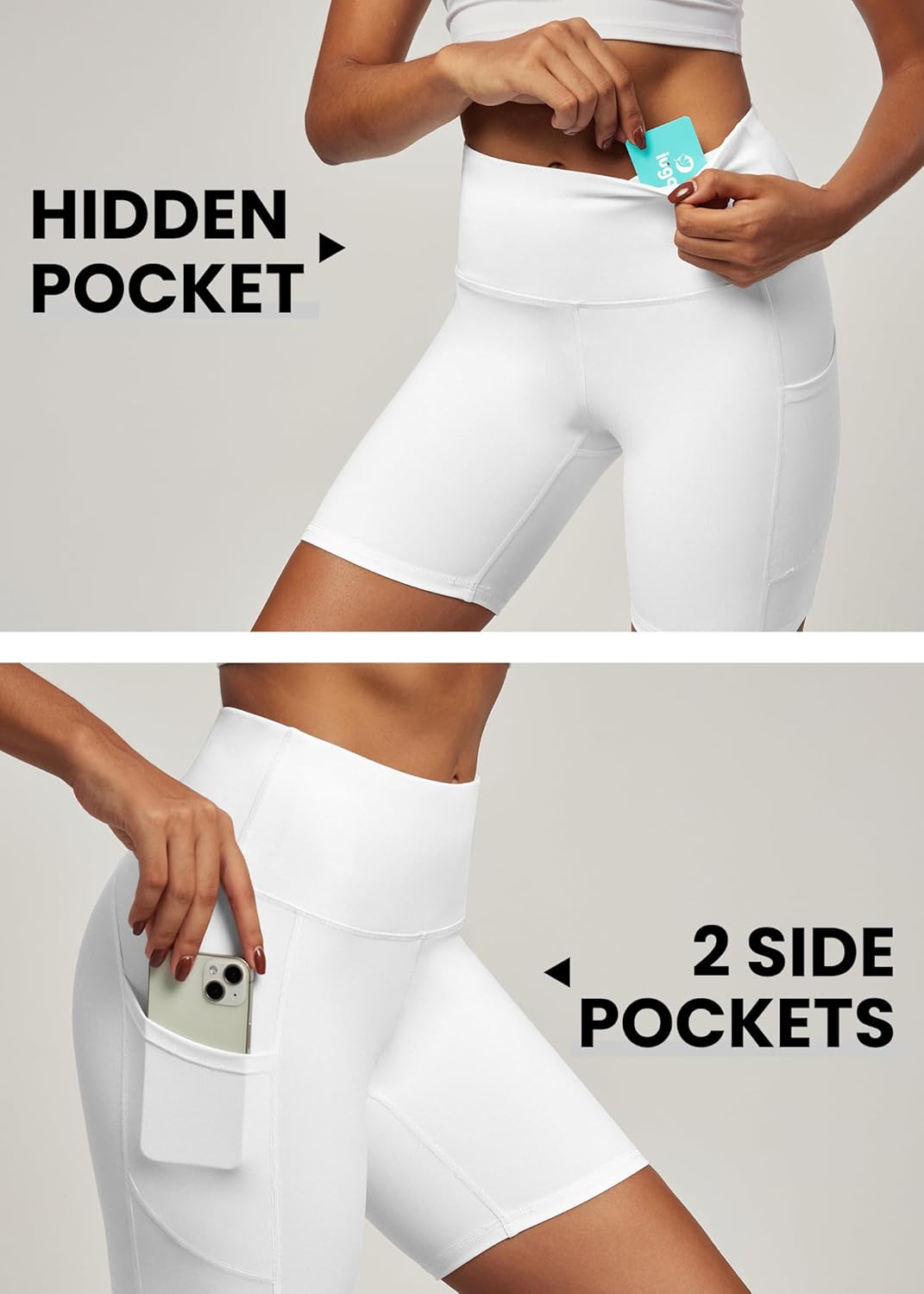 IUGA Biker Shorts Women 6" Tummy Control Workout Shorts Women with Pockets High Waisted Yoga Running Gym Spandex Compression