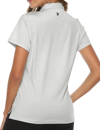 Women's Golf Polo Short Sleeve Shirts Lightweight Moisture Wicking Collared T Shirt Quick Dry 4-Button