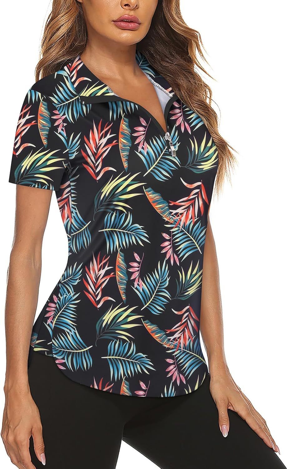 Women's Long Sleeve Golf Tennis Polo Shirts UPF50+ Half Zip Dry Fit Workout Tops Athletic Shirt