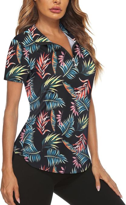 Women's Long Sleeve Golf Tennis Polo Shirts UPF50+ Half Zip Dry Fit Workout Tops Athletic Shirt