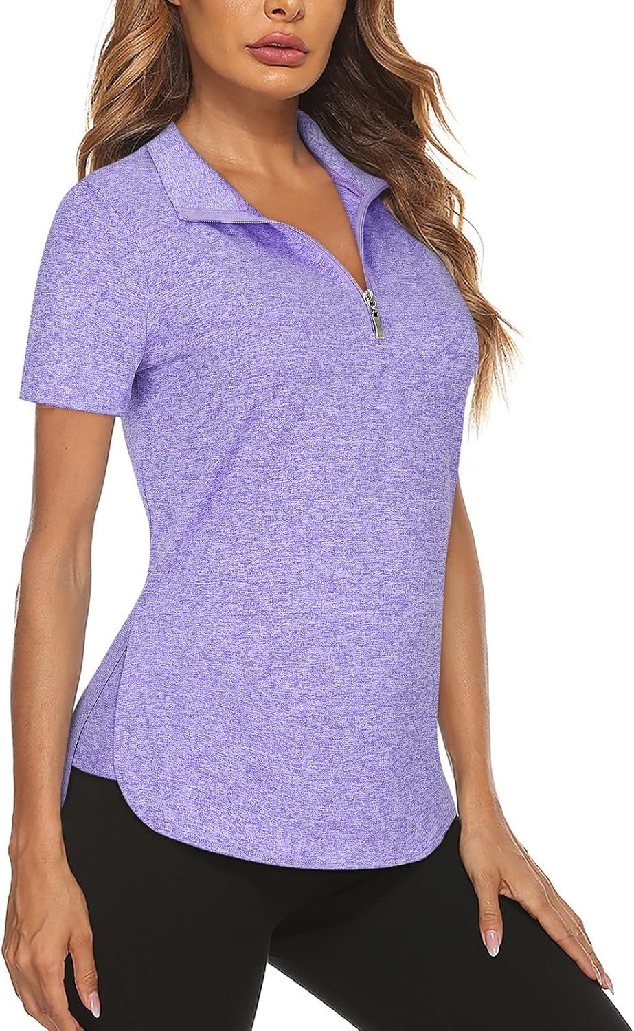 Women's Long Sleeve Golf Tennis Polo Shirts UPF50+ Half Zip Dry Fit Workout Tops Athletic Shirt
