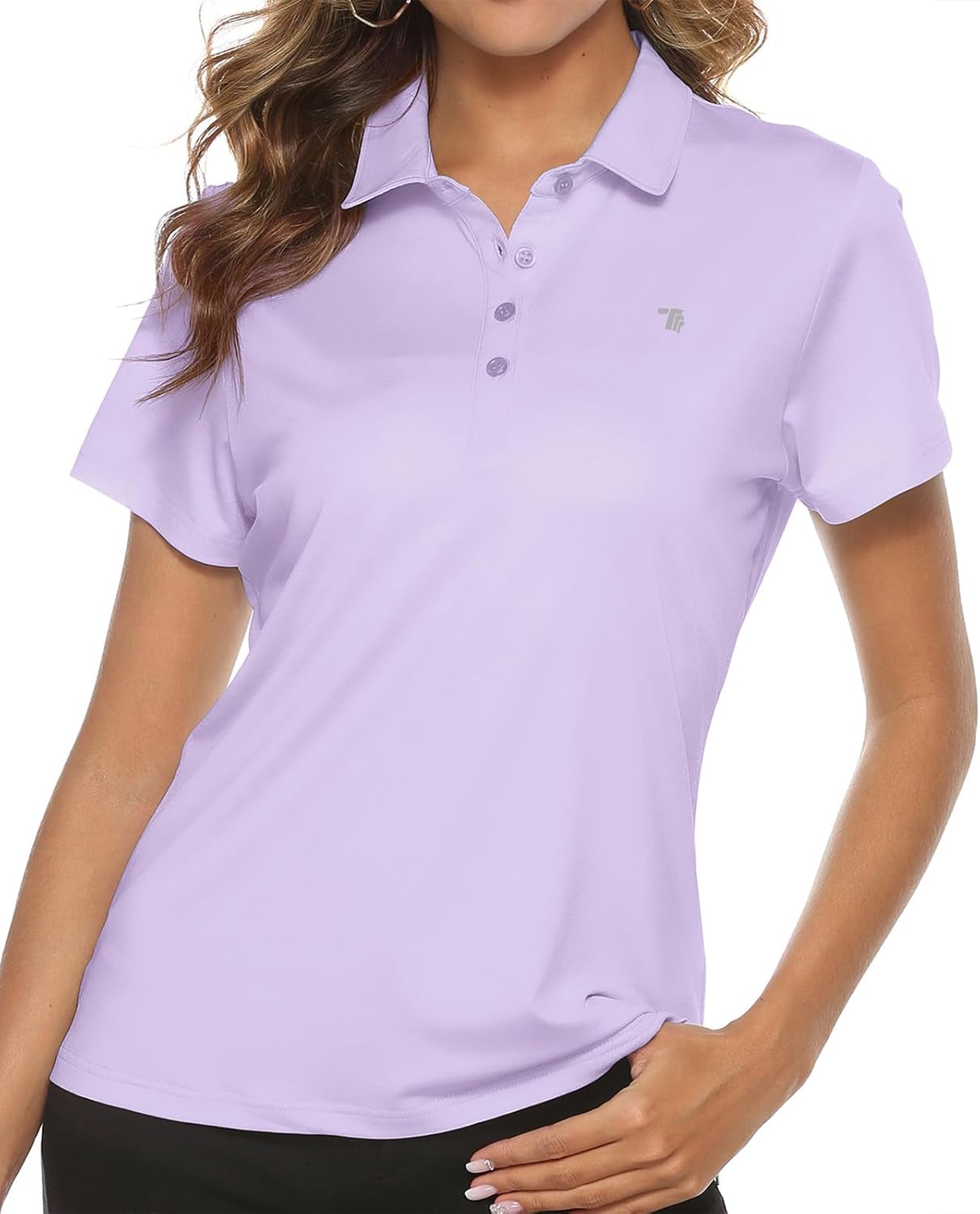 Women's Golf Polo Short Sleeve Shirts Lightweight Moisture Wicking Collared T Shirt Quick Dry 4-Button