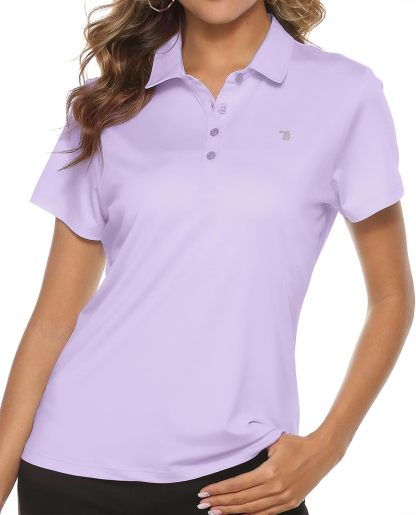Women's Golf Polo Short Sleeve Shirts Lightweight Moisture Wicking Collared T Shirt Quick Dry 4-Button
