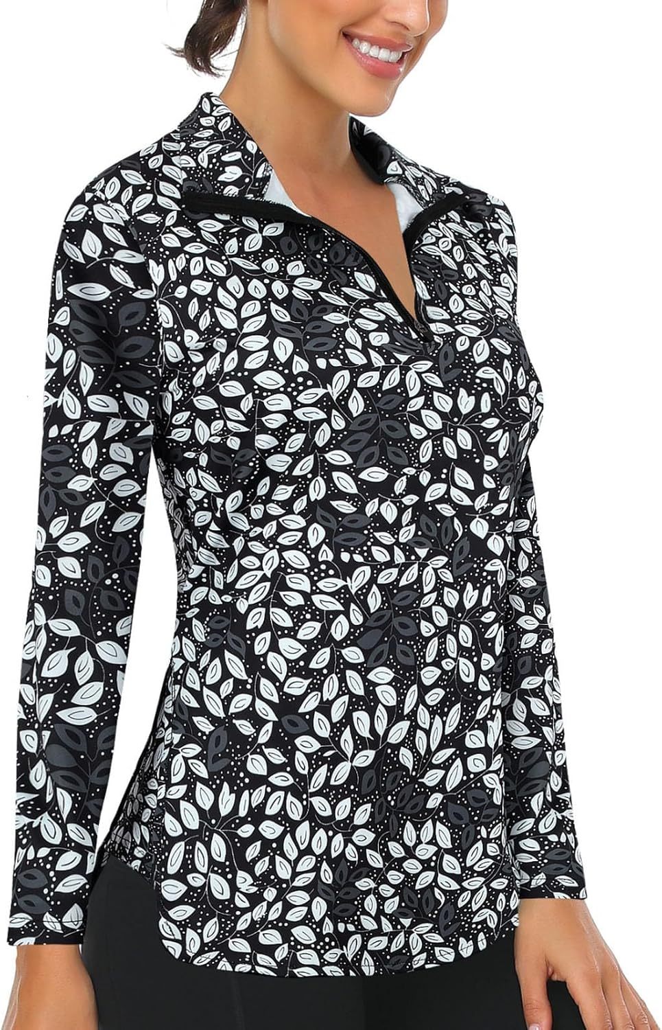 Women's Long Sleeve Golf Tennis Polo Shirts UPF50+ Half Zip Dry Fit Workout Tops Athletic Shirt