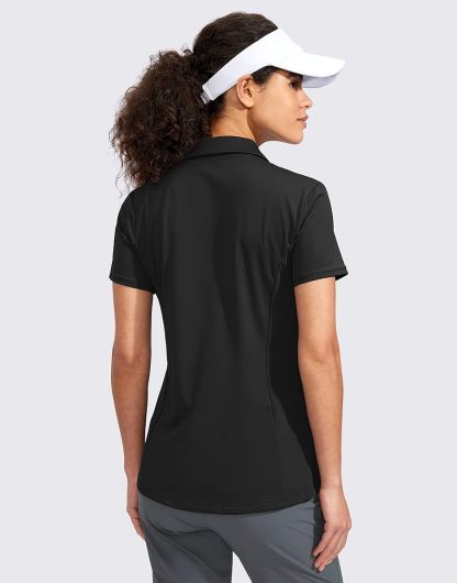 Women's Golf Shirt Short Sleeve with Zip Up Quick Dry Stretch Tennis Collared Polo Shirts for Women Golf Clothes