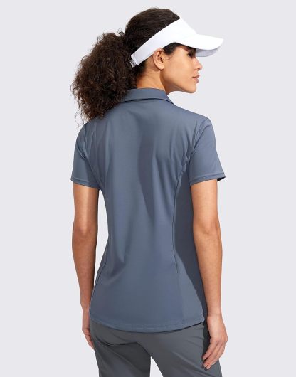 Women's Golf Shirt Short Sleeve with Zip Up Quick Dry Stretch Tennis Collared Polo Shirts for Women Golf Clothes
