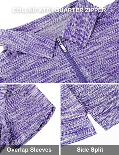 Womens Golf Polo Shirts 1/4 Zip Up Overlap Short Sleeve Quick Dry Workout Tops