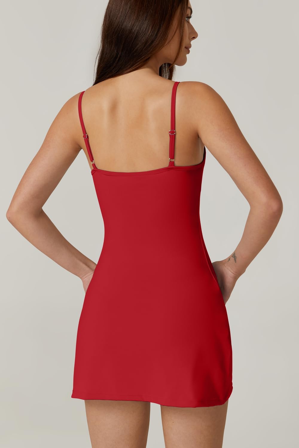 Womens Spaghetti Strap Tennis Dress with Shorts Workout Side Slit Active Golf Dresses