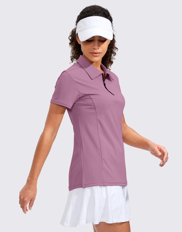Women's Golf Shirt Short Sleeve with Zip Up Quick Dry Stretch Tennis Collared Polo Shirts for Women Golf Clothes