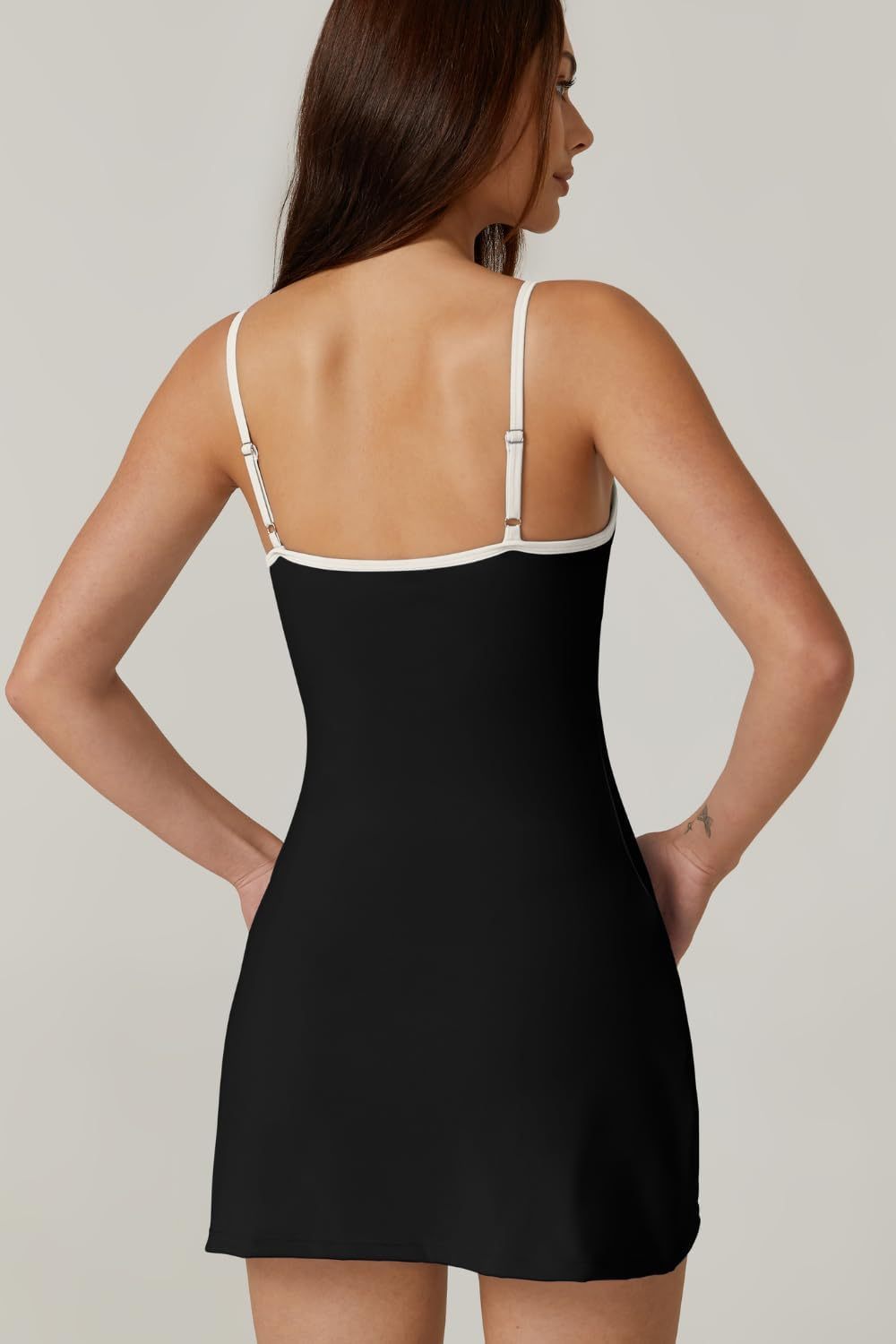 Womens Spaghetti Strap Tennis Dress with Shorts Workout Side Slit Active Golf Dresses