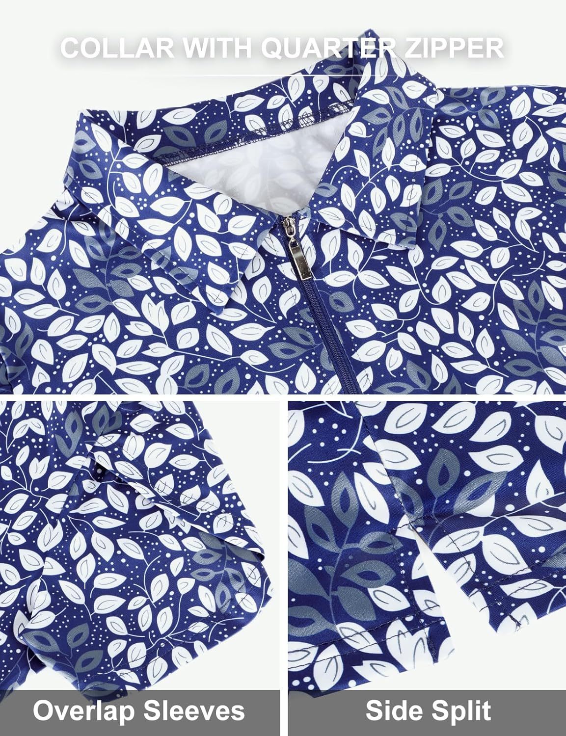 Womens Golf Polo Shirts 1/4 Zip Up Overlap Short Sleeve Quick Dry Workout Tops