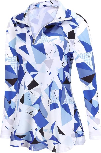 Women's Long Sleeve Golf Tennis Polo Shirts UPF50+ Half Zip Dry Fit Workout Tops Athletic Shirt