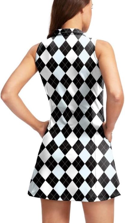 Women's Tennis Golf Dress with Shorts Active Exercise Workout Sports Athletic Dresses for Women with Zipper Pockets