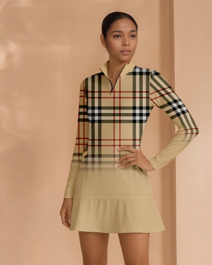 Fashion Plaid Simple Long Sleeve Dress 002