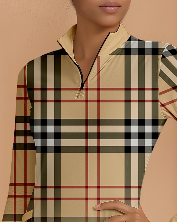 Fashion Plaid Simple Long Sleeve Dress 002