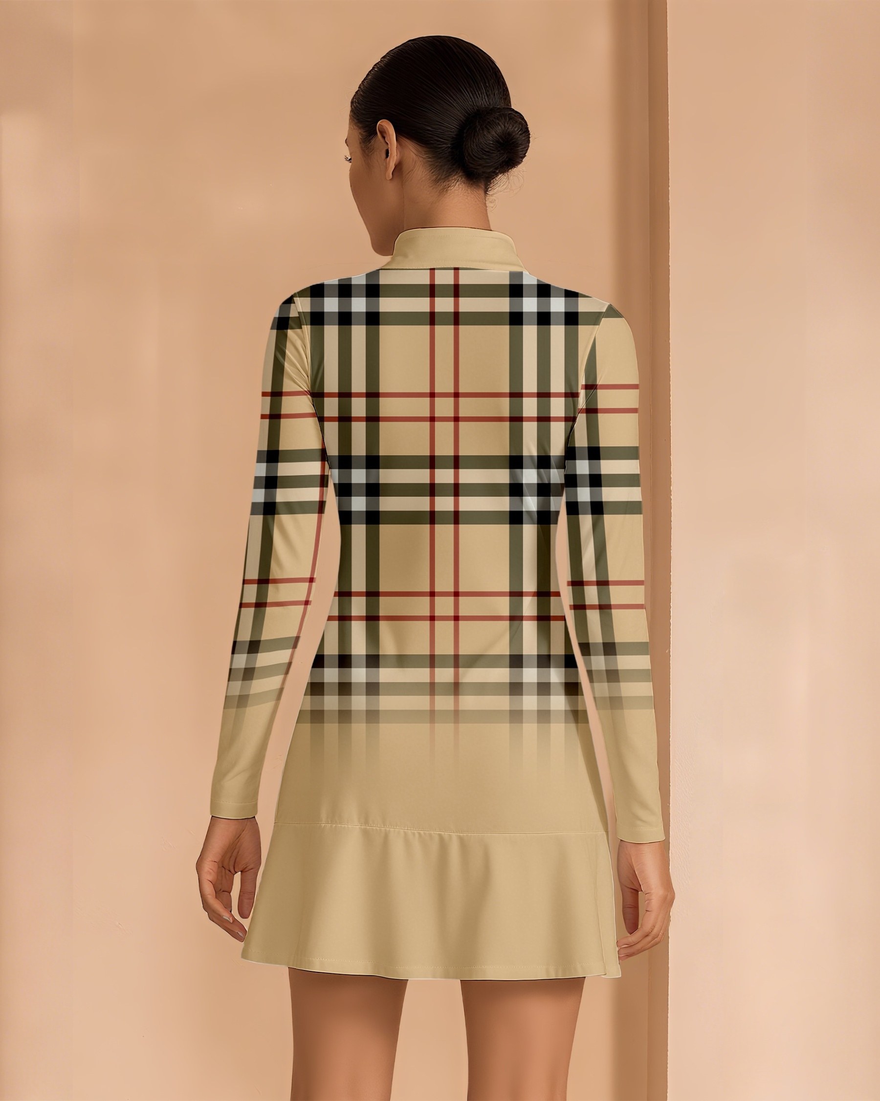 Fashion Plaid Simple Long Sleeve Dress 002